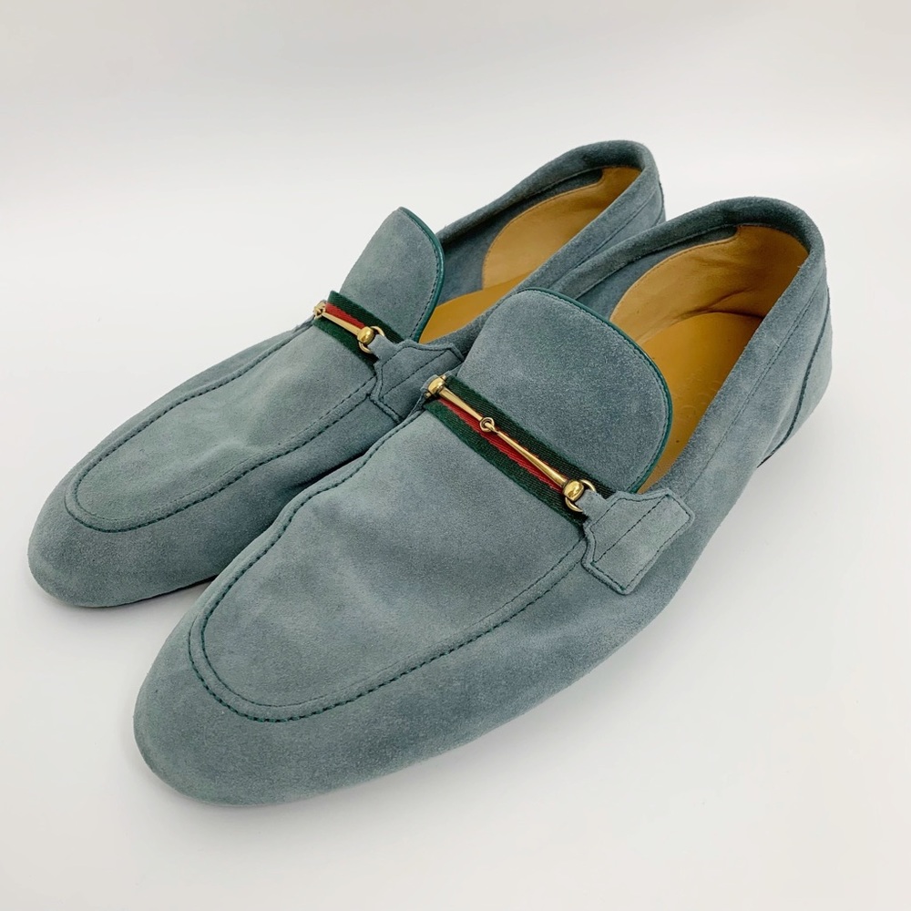 Gucci Horsebit Web Suede Loafers Shoes Slip Ons Sz 11 US Sz 11.5 - Picture 2 of 15